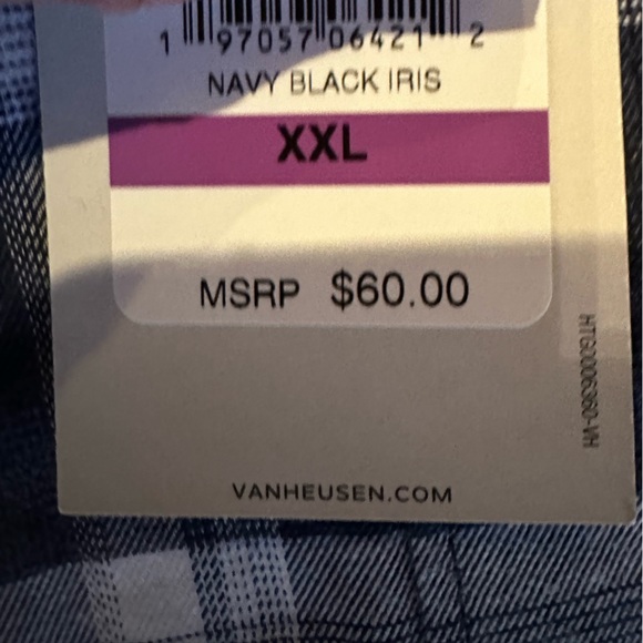 🙌🤟💟💚💖HP Van Heusen Navy and White Plaid Men’s Shirt - Picture 8 of 11